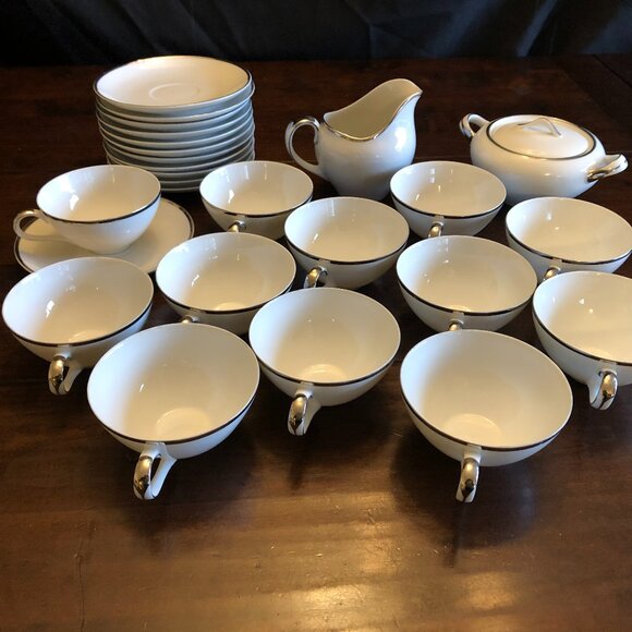 Harmony House China (Moderne # 3545) Coffee cups with saucers/sugar bowl/creamer - Picture 1 of 11